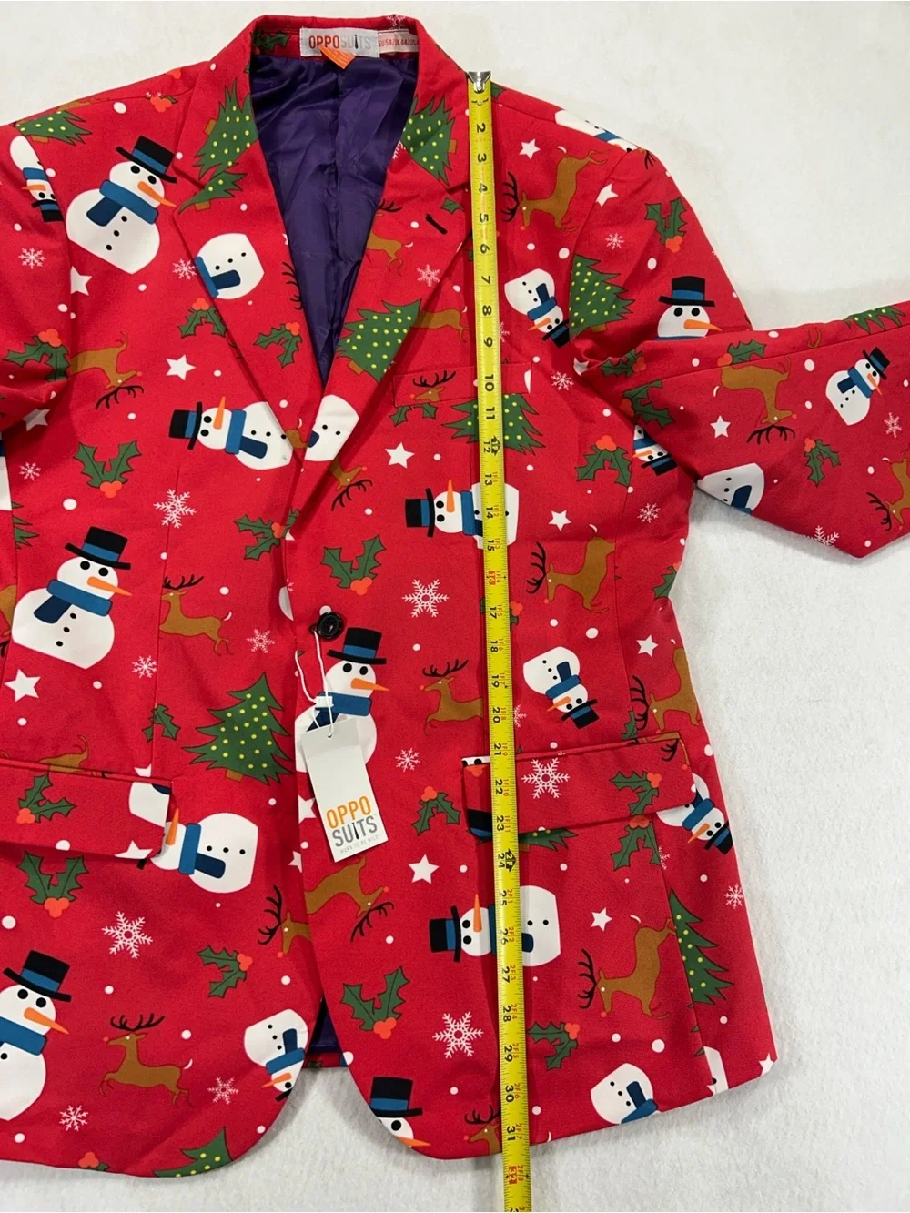 NWT OppoSuits Men’s 44 Red Christmas Snowman Reindeer Holiday Blazer